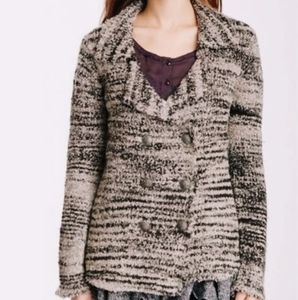 Free People Zebra Double Yarn Wool Blend Double Breasted Blazer